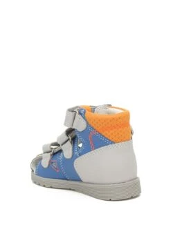 Leder-Halbsandalen In Grau/ Orange/ Blau -Kleidung Geschäft bartek leder halbsandalen in grau orange blau 4