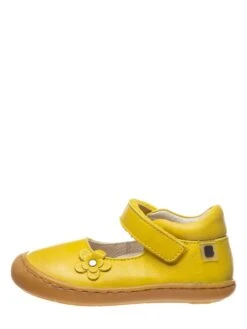 Leder-Spangenballerinas In Gelb