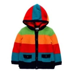 BOBOLI Strickjacke Mit Kapuze Und Plüschfutter Colorblock In Mehrfarbig