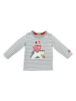 Longsleeve "Bauernhof" In Grau/ Weiß