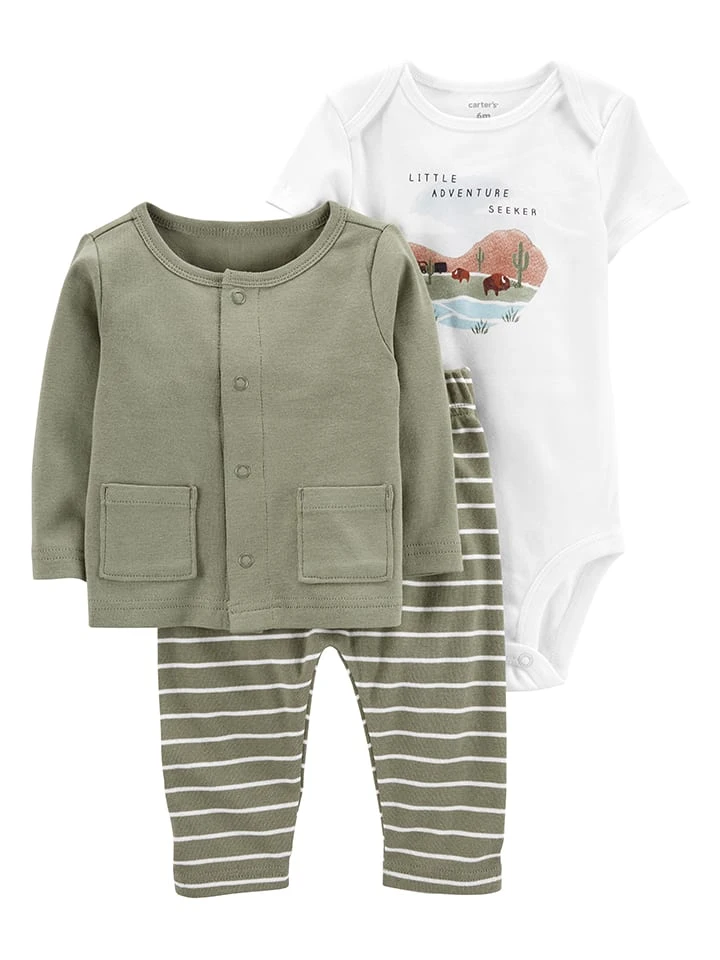 Carter's™ 3tlg. Outfit In Grün/ Weiß 1 Carter's™ 3tlg. Outfit In Grün/ Weiß