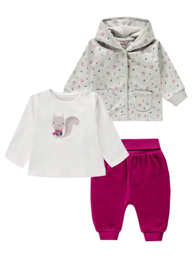 Kanz 3tlg. Set In Weiß/ Pink/ Grau 1 Kanz 3tlg. Set In Weiß/ Pink/ Grau