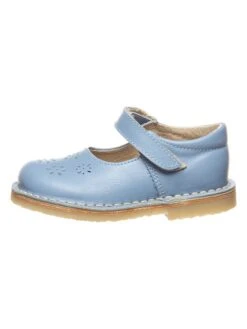 Leder-Spangenballerinas In Hellblau