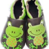 Leder-Krabbelschuhe "Frosch" In Braun/ Grün