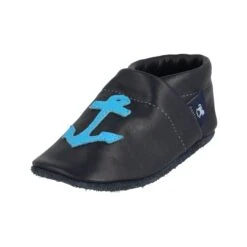 Krabbelschuhe / Lederpuschen Mit Anker In Blau / Hellblau -Kleidung Geschäft pantau its a small world krabbelschuhe lederpuschen mit anker in blau hellblau 3