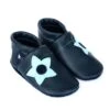 Krabbelschuhe / Lederpuschen Mit Blume In Blau / Hellblau