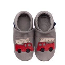 Krabbelschuhe / Lederpuschen Mit Feuerwehr In Grau / Rot -Kleidung Geschäft pantau its a small world krabbelschuhe lederpuschen mit feuerwehr in grau rot 2