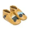 Krabbelschuhe / Lederpuschen Mit Traktor In Gelb / Hellblau
