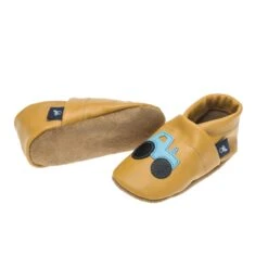 Krabbelschuhe / Lederpuschen Mit Traktor In Gelb / Hellblau -Kleidung Geschäft pantau its a small world krabbelschuhe lederpuschen mit traktor in gelb hellblau 2