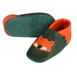 Lauflernschuhe / Lederpuschen Mit Fuchs In Grün / Orange -Kleidung Geschäft pantau its a small world lauflernschuhe lederpuschen mit fuchs in grun orange 2