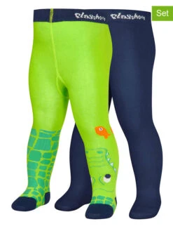 Playshoes 2er-Set: Strumpfhose In Grün/ Dunkelblau