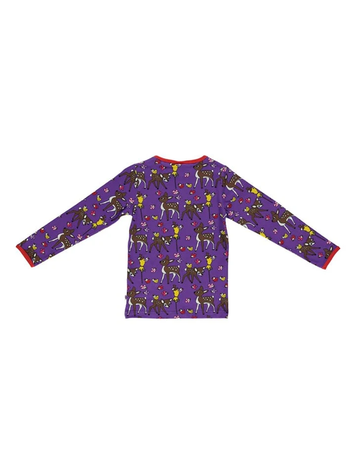 Longlseeve "Deer, Hare & Birds" In Lila 2 Longlseeve "Deer, Hare & Birds" In Lila – Bild 2