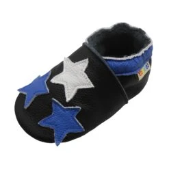 Leder-Krabbelschuhe "3 Sterne" In Schwarz -Kleidung Geschäft yalion leder krabbelschuhe 3 sterne in schwarz 2