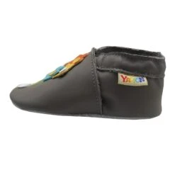 Leder-Krabbelschuhe "4 Blumen" In Dunkelgrau -Kleidung Geschäft yalion leder krabbelschuhe 4 blumen in dunkelgrau 3